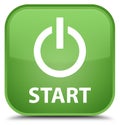 Start (power icon) special soft green square button Royalty Free Stock Photo