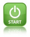 Start (power icon) special soft green square button Royalty Free Stock Photo