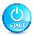 Start (power icon) splash natural blue round button Royalty Free Stock Photo