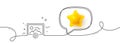 Start presentation line icon. Photo image thumbnail sign. Continuous line with 3d star. Vector
