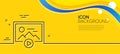 Start presentation line icon. Photo image thumbnail sign. Minimal line yellow banner. Vector