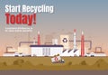 Start recycling today banner flat vector template