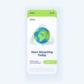 Start recycling today smartphone interface vector template Royalty Free Stock Photo