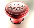 2024 START on red emergency push button - 3D rendering illustration Royalty Free Stock Photo