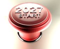 2027 START on red emergency push button - 3D rendering illustration Royalty Free Stock Photo