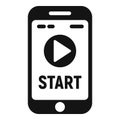 Start runner app on phone icon simple vector. Sport digital