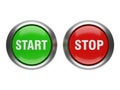 Start and stop buttons isolated on white background Royalty Free Stock Photo