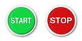 Start and stop buttons. Vector round buttons isolated Royalty Free Stock Photo