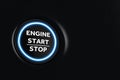 Start Stop Car Engine Button on a Modern Car Dashboard Interior. 3d Rendering