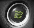 Start stop engine car green button Royalty Free Stock Photo