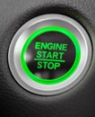 Start stop engine car green button Royalty Free Stock Photo