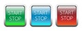 Start and stop on square buttons. Web buttons. Press button icon vector. UI button concept Royalty Free Stock Photo