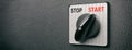 Start switch vintage on black leather background, banner Royalty Free Stock Photo