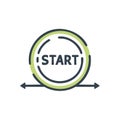 Start Symbol with Circular Design and Arrows, Beginning Concept, Flat Icon Royalty Free Stock Photo