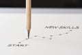 Start to new skills with growth graph written on white paper with pencil Royalty Free Stock Photo