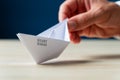 Start today sign on paper made origami boat