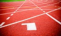 Start track. Lanes 1 number one. Royalty Free Stock Photo