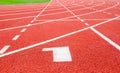 Start track. Lanes 1 number one. Royalty Free Stock Photo