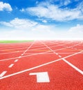 Start track. Lanes 1 number one. Royalty Free Stock Photo