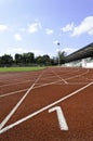 Start track. Lanes 1 of a red racing track Royalty Free Stock Photo