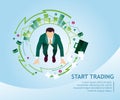 Start trading. Business concept collection. Vector illustration