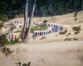 The start of a trail running event in the Bay Area California
