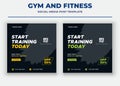 Start training today social media post, gym and fitness social media post and flyer