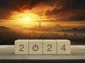 Happy new year 2024 success concept, Generative AI Royalty Free Stock Photo