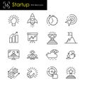 Start up business and new project launch concept icon set Royalty Free Stock Photo