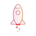 Start up business. Outlined icon rocket startup. Gradient line vector illustration isolated on white background.