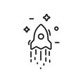 Start up business outlined line vector icon rocket and stars