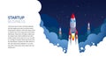 Start Up business rocket vector illustration for space banners or posters in vector format