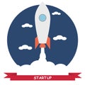 Businessman rocket lift up. Start up business Concept.