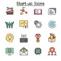 Start up color line icon set Royalty Free Stock Photo