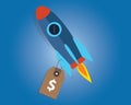 Start-up company valuation price sell rocket symbol launched business