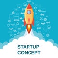 Start up concept flat style. Royalty Free Stock Photo