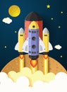 Start up concept. rocket flying on the mars Royalty Free Stock Photo