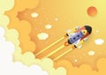 Start up concept. rocket flying on the sky Royalty Free Stock Photo