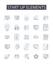 Start up elements line icons collection. Business launch, Initial phase, Commencing operations, Beginning stage, Primary