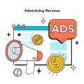 Start up' financing. Entrepreneur receiving money from advertising