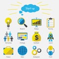 Start-up icon set in flat design style Royalty Free Stock Photo