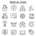 Start up icon set in thin line style