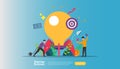start up idea concept. project business with rocket tiny people character. new product or service launch template for web landing