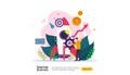 start up idea concept. project business with rocket tiny people character. new product or service launch template for web landing