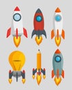 Start up launcher set rockets Royalty Free Stock Photo