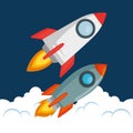 Start up launcher set rockets Royalty Free Stock Photo