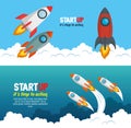 Start up launcher set rockets Royalty Free Stock Photo