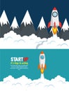 Start up launcher set rockets Royalty Free Stock Photo