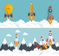 Start up launcher set rockets Royalty Free Stock Photo