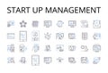 Start up management line icons collection. Business leadership, Enterprise governance, Firm oversight, Corporation